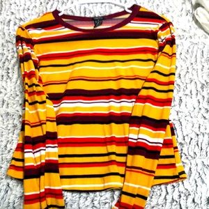 Rue 21 cropped yellow stripped long sleeve